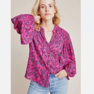 Maeve pink peasant blouse